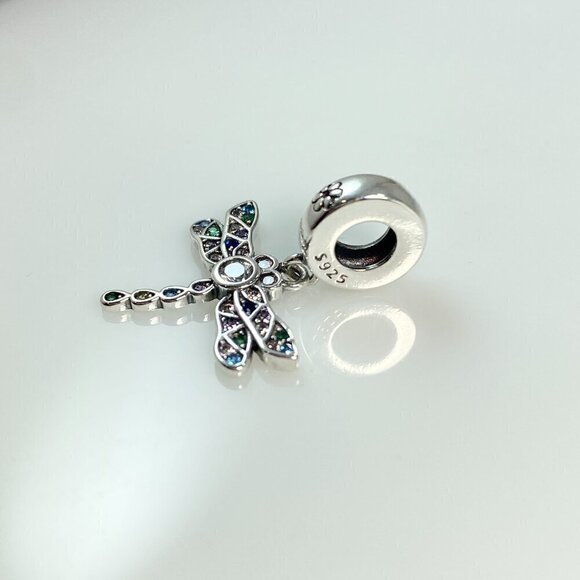 Sterling Silver Dragonfly Dangle Charm - Picture 3 of 11